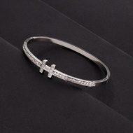 Unfade Bangle With Cubic Zirconia Belt Bracelet Stainless Steel