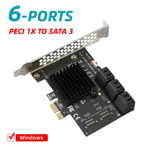 PCIe 1X SATA 3.0 6 Ports Expansion Card PCI-E Controller Card Gen 3 6Gbps ASM1064 Chip Supports 4X 8