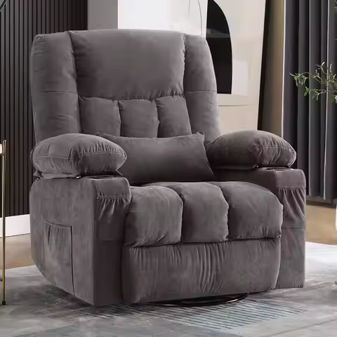 Massage Swivel Rocker Recliner Chair with Vibration Massage and Heat Ergonomic Lounge Chair or Livin