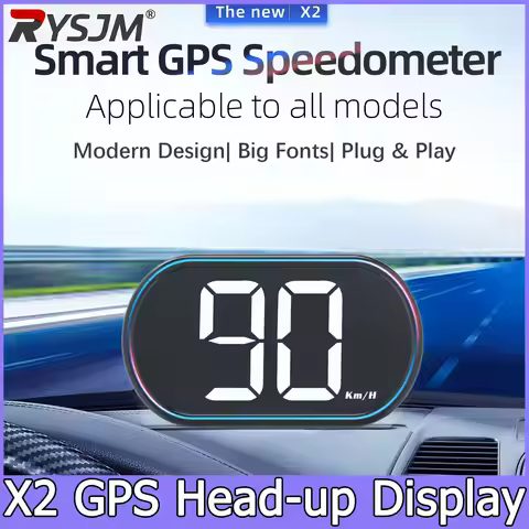 Digital Speedometer White Green X2 GPS HUD Car Head Up LCD Display KMH 2 Inch Big Front Speed Gauge 