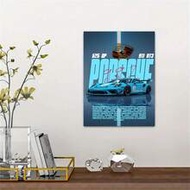 1pc Porsche 911 GT3 RS Light Blue Racing Car Canvas Wall Art, Modern Racing Graphic Poster, Car Enth