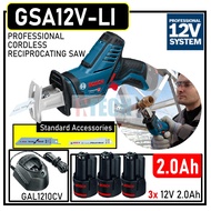 BOSCH GSA12V-LI 12V CORDLESS SABRE SAW C/W GAL1210CV CHARGER + 3X 12V 2.0AH BATTERY (GSA12VLI)