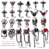 All-match dark style diamond-encrusted alloy nail art accessories / Crow Heart Cross Halloween Skull Nail Art Diamond Ornament / love chain pendant jewelry