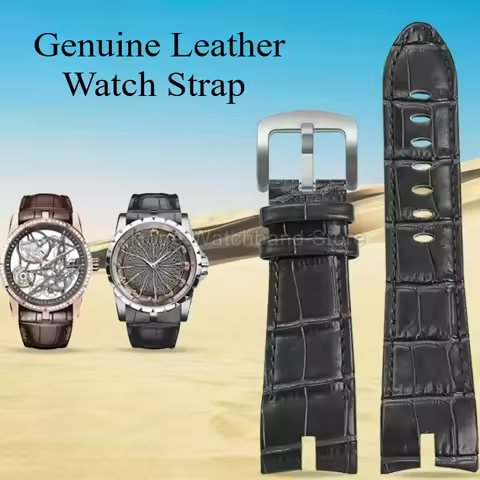 Supple Design 26mm Cowhide Watch Strap for Roger Dubuis EXCALIBUR Black Brown Bamboo-Textured Specia