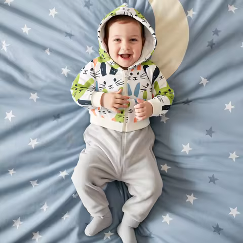 Sanlutoz Spring Autumn Baby Tops Fashion Bunny Hooded Long Sleeve Clothing Little Kids Coat