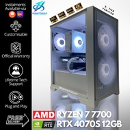 Custom Gaming PC Desktop Computer - AMD Ryzen 7 7700 + RTX 4070 SUPER 4070S 12GB - White Aesthetic