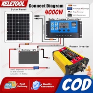 solar panel 4000W Power Inverter DC12V TO AC220V +25W Dual USB Solar Panel + 30A Solar Controller Fo