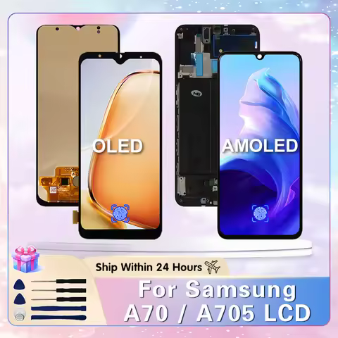 AMOLED A70 Display For Samsung Galaxy A70 LCD SM-A705F Touch Screen Digitizer For Samsung A705 SM-A7