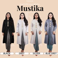 MUSTIKA BLACK GREY FERAAIN Baju Raya Kebaya Labuh Loose Baggy Bagy Cutting Besar Breastfeeding Sejuk Hitam Kelabu Baju Murah Cantik Tunang Kenduri Traditional Baju Bridesmaid