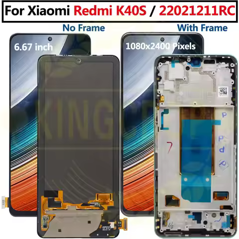 6.67'' AMOLED For Xiaomi Redmi K40S LCD Screen Touch Screen 22021211RC Digitizer With Frame For Redm