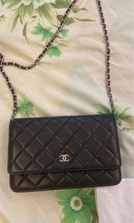 Chanel WOC 黑色羊皮銀扣