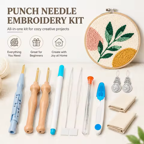 13Pcs Punch Needle Set Adjustable Embroidery Punch Needle Pen Tools for Cross Stitch DIY Craft Kit