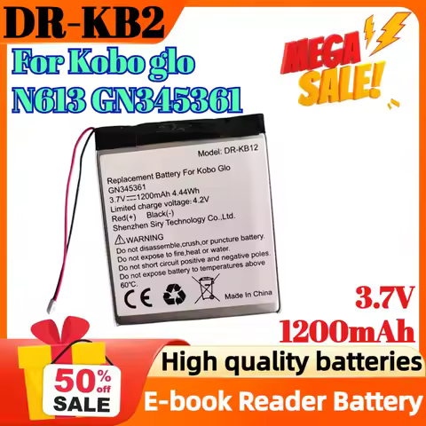 DR-KB2 3.7V 1200mAh Rechargeable Li-Polymer Li-ion Battery for Kobo Glo N613 GN345361 E-book Reader 