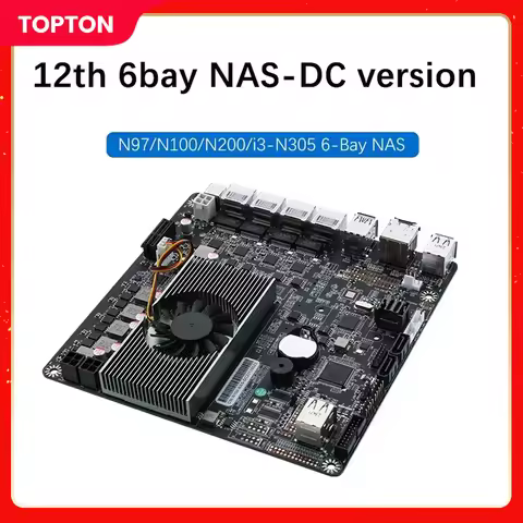Topton 12th Gen i3-N305 N100 4*2.5G i226 NAS Motherboard 6-Bay 6*SATA3.0 Soft Routing 1xDDR5 2xM.2 N