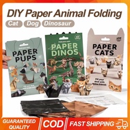 Creative DIY Paper Animal Folding Handmade DIY Paper Cat Dog Dinosaur Folding Paper Set Cute Origami