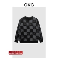 GXG Men's Clothing Trendy Checkerboard Color Matching Casual Commuter Round Neck Long-Sleeved Sweats