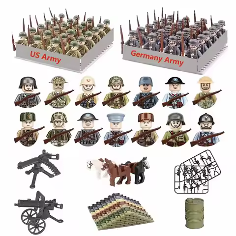 24pcs/batch WW2 Military Character WW2 Army Building Blocks Military Soldier Character Building Bloc