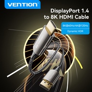 Vention DisplayPort Male to HDMI-A Male HD Cable 8K 60Hz for PC Laptop Monitor Projector 8K 60Hz/4K 120Hz HDMI Cable Dynamic HDR 144Hz Highest Refresh Rate Zinc Alloy Shell TPE&amp;Cotton Braided Jacket