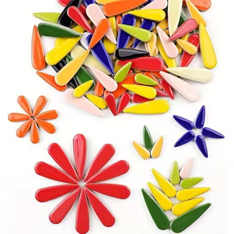 ALIM-Droplet-Shaped 100G Pack Mosaic Tiles, DIY Colorful Handmade Irregular Shaped For Crafting Piec