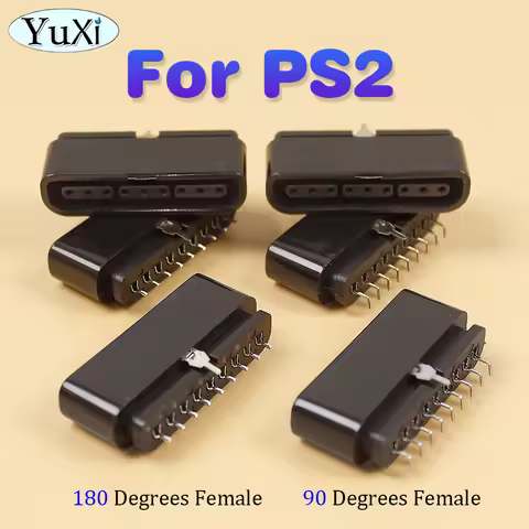 1 Piece For PS2 90 180 Degrees Interface Female Socket 9 Pin Slot Connector For PlayStation 2 Game C