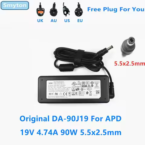 Original AC Adapter Charger For APD 19V 4.74A 90W 5.5x2.5mm DA-90J19 Intel NUC8 NUC10 Laptop Power S