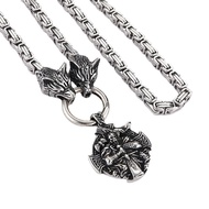 Amulet Necklace Odin Wolf Head Stainless Steel Necklace Nordic Hot-Selling Warrior Pendant Viking HJ