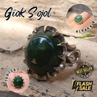 Cincin Pria / Cincin Batu Akik Natural (Asli) Giok Sojol Hu (COD) Dim Kantoran Ring Alpaka Super Top