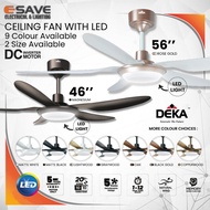 DEKA F5DC L PRO 56" / 46" Remote Control Ceiling Fan With 18W 3 Colour LED Light 10 + 10 Speeds