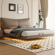 SG【Customized】⚡Italian Leather And Solid Wood Bed Frame Solid Wood Bed Frame Wooden Bed Frame Bed Frame With Mattress Queen&amp;King Size Bed Frame