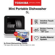 Toshiba DWS-22ASG(K) Black Multiple Purposes Portable Dishwasher, 5L