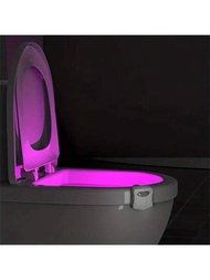 1入組馬桶夜燈運動感應器,8種顏色變換馬桶燈,led夜燈用於浴室裝飾,浴室配件