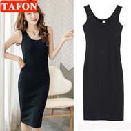 TAFON Plus Size Ramadan Eid Abaya Sleeveless Inner Dress Muslimah Plain Abaya Dress Muslimah Dress