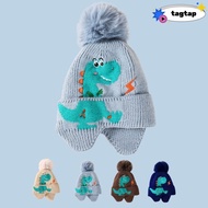 INNEW Kids Earmuffs Cap, 2-8year Boy Girl Windproof Baby Knitted Hat, Cartoon Dinosaur Warm Baby Ear