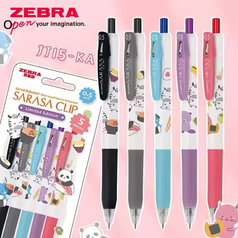 5pcs Japan ZEBRA Color Gel Pens Set 0.5mm Animal Limited SARASA JJ15 Quick Drying for Writing Cute S