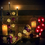 創意燈飾 籐球燈串 電池款 紫色戀人 長度2M LED氣氛燈 聖誕節