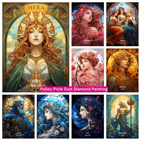12 Gods Of Greek Mythology AB Diamond Painting Hera Athena Zeus Poseidon Art Crystal Cross Stitch Mo