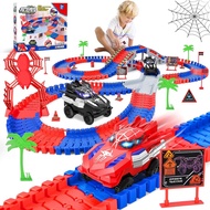Spider Toys for Boys 4-6, with 2 Electric Spider Race Track, Flexible Tracks Playset Toys for 3 4 5 