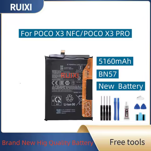 RUIXI BN57 5160mAh For POCO X3 NFC/POCO X3 PRO Battery +Tools