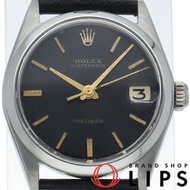 二手勞力士蠔式恆動日曆型腕錶，古董款，已翻新。蠔式日曆型 6466(8) 不鏽鋼/皮革男女通用腕錶，黑色，已翻新拋光，1962 年。品相極佳。