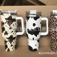 Cross-Border 40oz3D Leopard Print Ice Master Car Cup Handle Beer Mug Stainless Steel Car Coffee Cup 