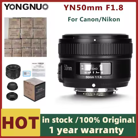 YONGNUO YN50mm F1.8 Camera Lens for Nikon F Canon EOS Auto Focus Large Aperture Lense for DSLR Camer