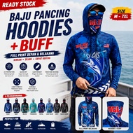 KOLEKSI SEMPURNA Baju Pancing Mancing Tangan Panjang HOODIES + BUFF Full Print Quick Dry M - 7XL