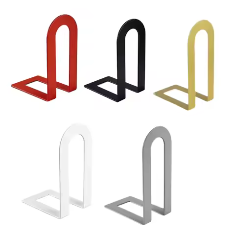 6Pcs Iron Metal Bookends Space Saving Desk Magazine Decorative Book Stopper For Home Office Organiza
