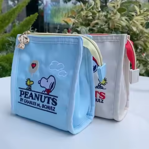 New Cosmetic Bag Cute Cartoon Snoopy Embroidered Canvas Coin Purse Japanese Style Daily Travel Stora