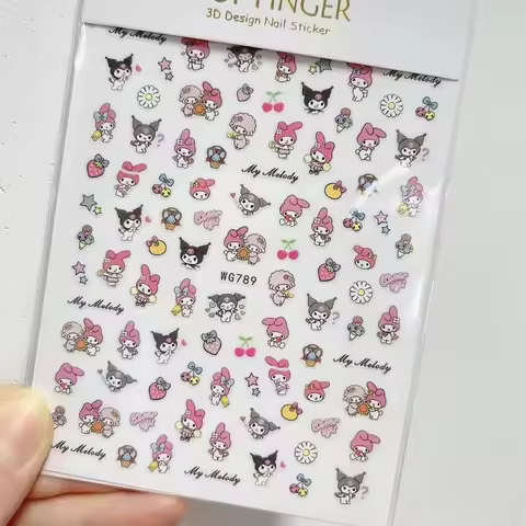 1PCS New Sanrio Nail Sticker Cartoon Kuromi Stickers For Nails Anime Pochacco Cinnamoroll My Melody 