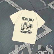 Evisu/Fushen T-shirt Uniseks, T-shirt Bercetak, T-shirt Kasual, T-shirt Longgar, T-shirt Perniagaan,