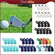 [PETSOLA] 9x Golf Iron Headcover Set, Protector Golf Club Head Cover 4,5,6,7,8,9,PW,SW,AW PU with Bi