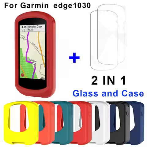 2-in-1 For Garmin Edge 1030 Bike Bicycle Computer Silicone Protective Cover Case + Glass Film For Ed