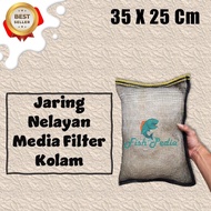 Fisherman's net filter media / used fishing net filter koi pond