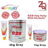 MERCURY 928 Nissan Poly Putty (GREY) 1KG / 4KG WITH HARDENER / AUTOMOTIVE CAR PUTTY CEMENT / SIMEN K